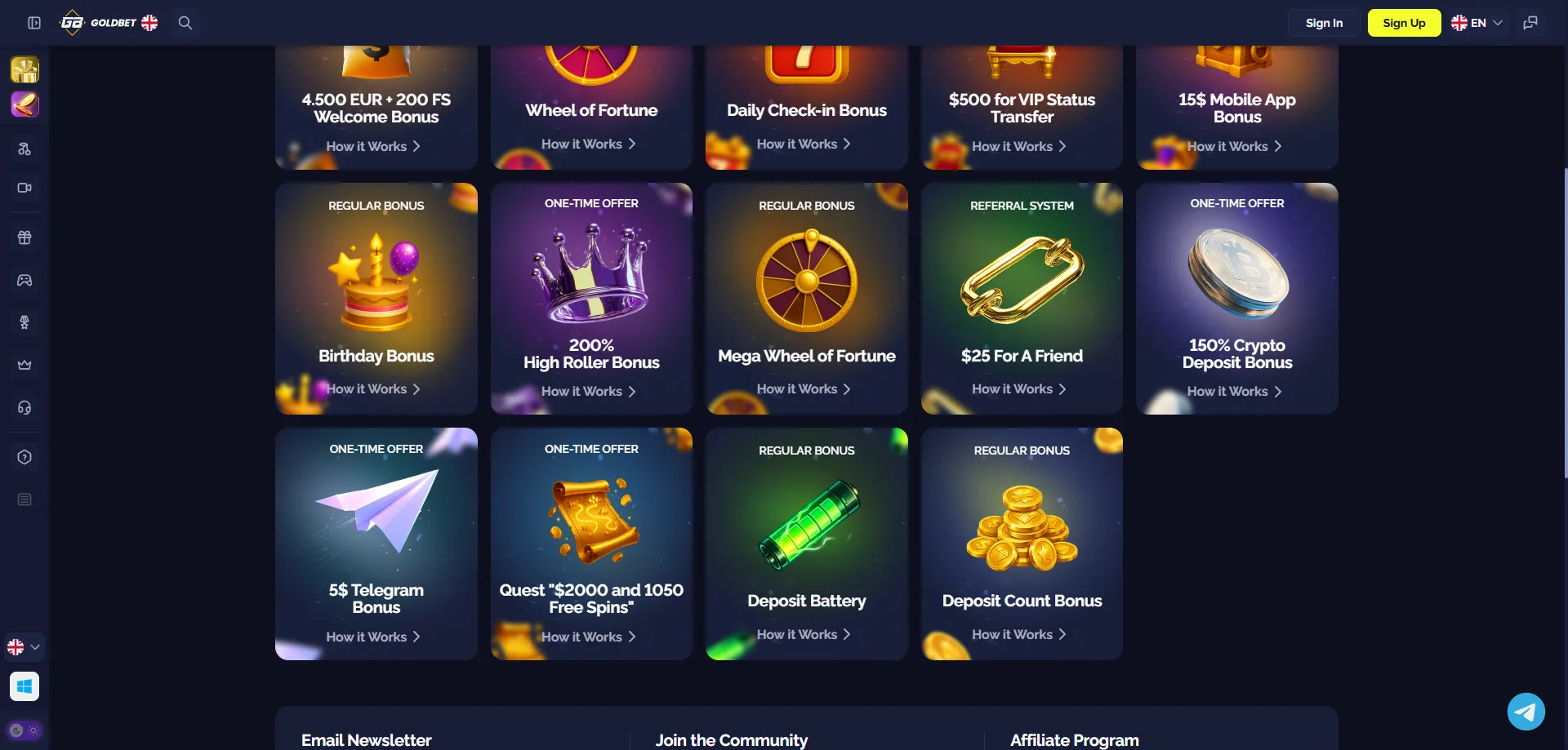 Goldbet Casino 100% welcome bonus and 200 free spins promotion 2026